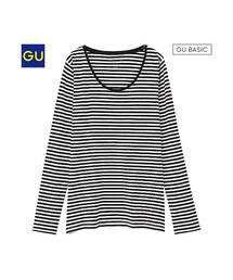 GU | （GU）ボーダークルーネックＴ（長袖）Ｂ(トップス)