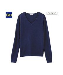 GU | （GU）カシミヤタッチＶネックセーター（長袖）(トップス)