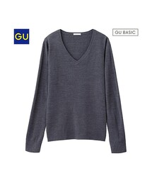 GU | （GU）カシミヤタッチＶネックセーター（長袖）(トップス)