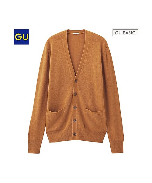 GU(ジーユー)の「(GU)カシミヤタッチカーディガン(長袖)(MEN ⁄ パーカ・カーディガン・メンズ・ORANGE/RED/NAVY/BLACK/OFF WHITE/DARK GRAY・L/XL/S/M)」の1枚目の写真