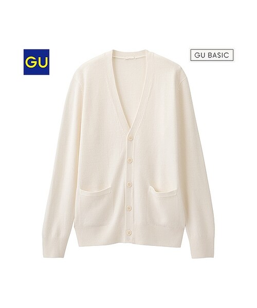 GU(ジーユー)の「(GU)カシミヤタッチカーディガン(長袖)(MEN ⁄ パーカ・カーディガン・メンズ・ORANGE/RED/NAVY/BLACK/OFF WHITE/DARK GRAY・L/XL/S/M)」の2枚目の写真
