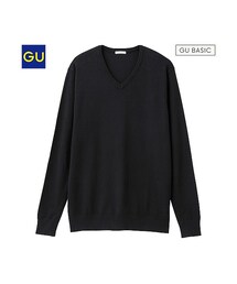GU | （GU）レーヨンナイロンＶネックセーター（長袖）(トップス)
