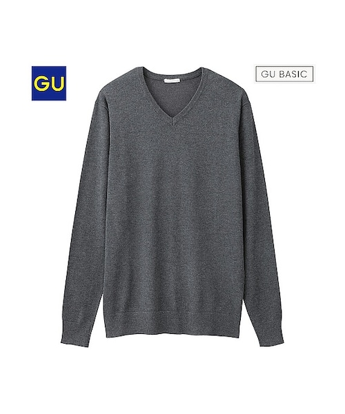 GU(ジーユー)の「(GU)レーヨンナイロンVネックセーター(長袖)(MEN ⁄ ニット・メンズ・WINE/DARK GREEN/NAVY/GRAY/ORANGE/BLACK/DARK GRAY/NATURAL/BLUE・M/XL/L/S)」の4枚目の写真