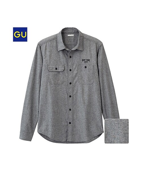 GU(ジーユー)の「(GU)ダンガリーワークシャツ(長袖)(MEN ⁄ シャツ・メンズ・NAVY/DARK GRAY/BLUE/WHITE・M/L/S/XL)」の3枚目の写真