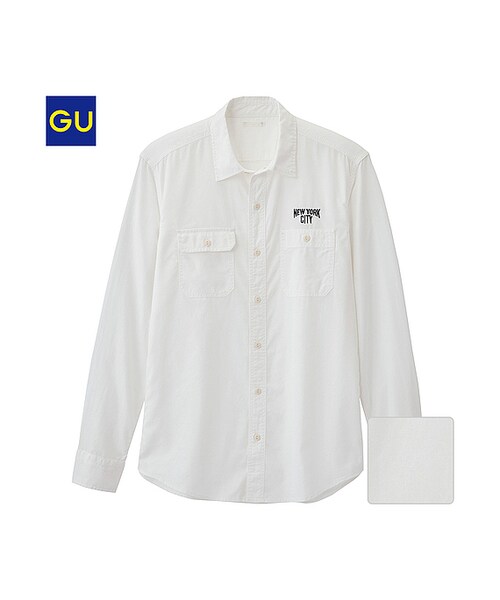 GU(ジーユー)の「(GU)ダンガリーワークシャツ(長袖)(MEN ⁄ シャツ・メンズ・NAVY/DARK GRAY/BLUE/WHITE・M/L/S/XL)」の2枚目の写真