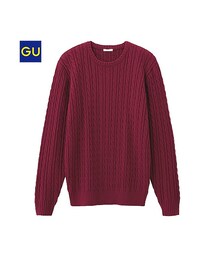 GU | （GU）ケーブルクルーネックセーター（長袖）(トップス)