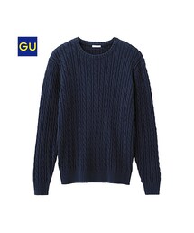 GU | （GU）ケーブルクルーネックセーター（長袖）(トップス)
