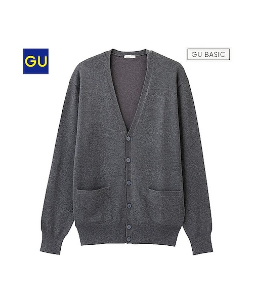 GU(ジーユー)の「(GU)レーヨンナイロンVネックカーディガン(長袖)(MEN ⁄ パーカ・カーディガン・メンズ・BLACK/BLUE/RED/GRAY/DARK GREEN/NAVY/WINE/DARK GRAY・XL/S/M/L)」の3枚目の写真