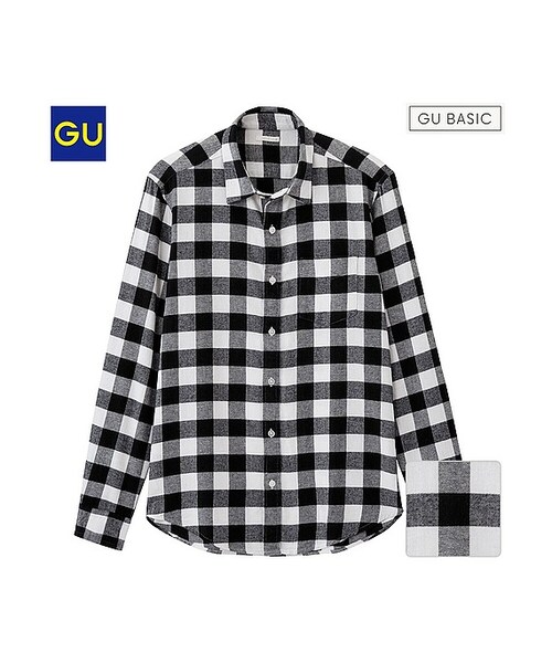 GU（ジーユー）の「（GU）ネルチェックシャツ（ブロック・長袖）Ａ１