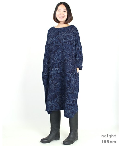 45R（フォーティファイブアール）の「インディゴ胡桃抜染プリント