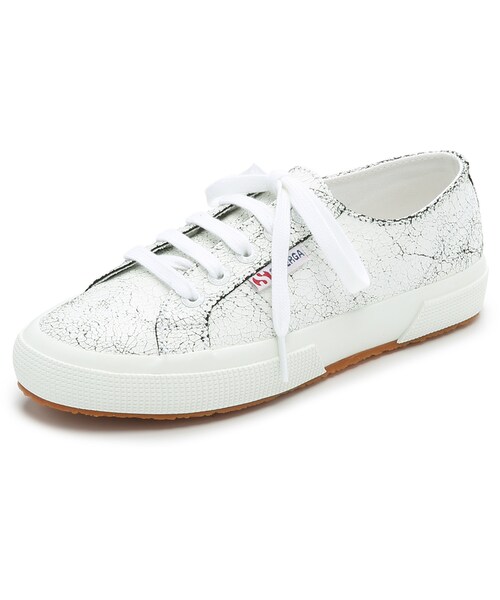 SUPERGA(スペルガ)の「Superga 2750 Crackles Leather Sneakers(スニーカー・レディース・White・6/6.5/7/7.5/8/8.5/9/9.5/10)」の1枚目の写真