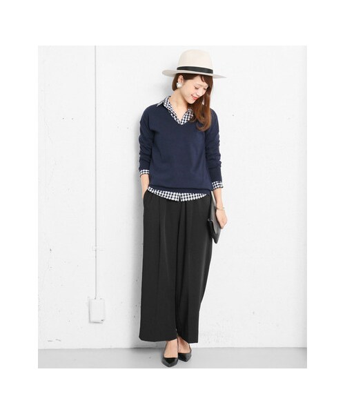 URBAN RESEARCH DOORS（アーバンリサーチドアーズ）の「ポリエステルイージーワイドパンツ（パンツ・レディース・NAVY/BLACK・36/38）」の6枚目の写真