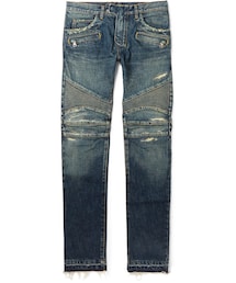 BALMAIN | Balmain Slim-Fit Distressed Stretch-Denim Biker Jeans(デニムパンツ)
