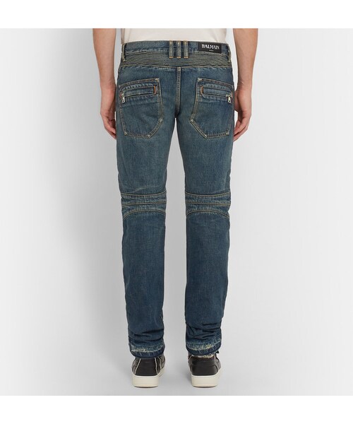 BALMAIN(バルマン)の「Balmain Slim-Fit Distressed Stretch-Denim Biker Jeans(デニムパンツ・メンズ・Blue・30/31/32/33/34)」の7枚目の写真