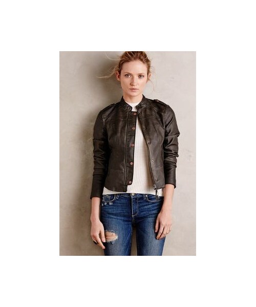 Anthropologie(アンソロポロジー)の「Hei Hei Vegan Leather Bomber(ジャケット/アウター・レディース・Orange/Green・M/L P/L/XS/S P/Xxs P/M P/XL/XXS/Xs P/S)」の2枚目の写真