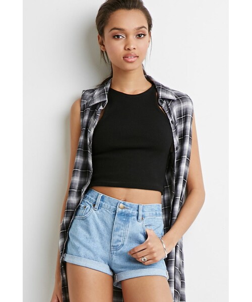 FOREVER 21(フォーエバー トゥエンティーワン)の「FOREVER 21 Cuffed Denim Shorts(その他パンツ・レディース・Blue・24/25/26/28/29)」の1枚目の写真
