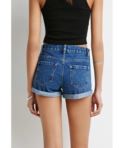 FOREVER 21(フォーエバー トゥエンティーワン)の「FOREVER 21 Cuffed Denim Shorts(その他パンツ・レディース・Blue・24/25/26/28/29)」の3枚目の写真