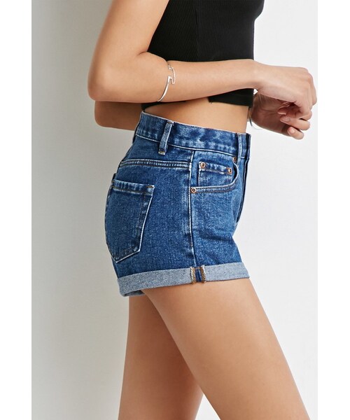 FOREVER 21(フォーエバー トゥエンティーワン)の「FOREVER 21 Cuffed Denim Shorts(その他パンツ・レディース・Blue・24/25/26/28/29)」の4枚目の写真