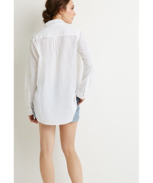 FOREVER 21（フォーエバー トゥエンティーワン）の「FOREVER 21 Oversized Cotton Shirt（シャツ/ブラウス・レディース・White・X-Small/Small/Medium/Large）」の3枚目の写真