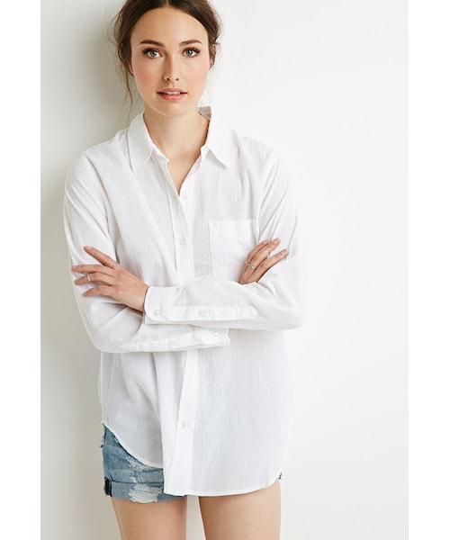 FOREVER 21（フォーエバー トゥエンティーワン）の「FOREVER 21 Oversized Cotton Shirt（シャツ/ブラウス・レディース・White・X-Small/Small/Medium/Large）」の4枚目の写真