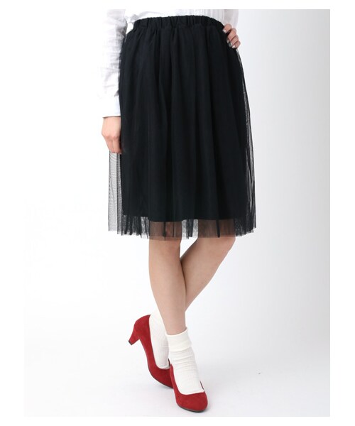 earth music&ecology（アースミュージックアンドエコロジー）の「ミディチュールスカート（スカート・アイボリー/ライトグレー/ブラック・F）」の2枚目の写真