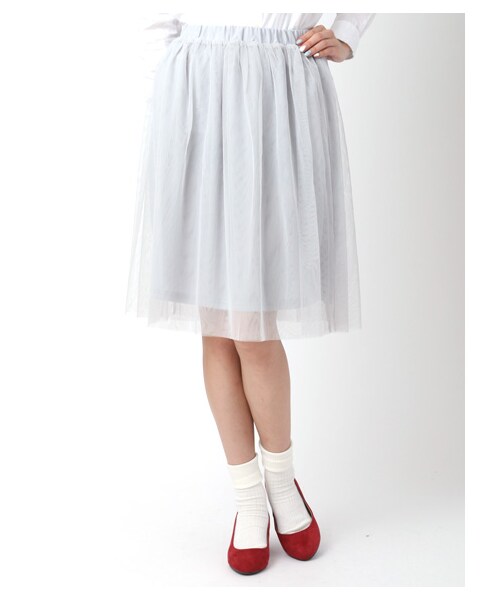 earth music&ecology（アースミュージックアンドエコロジー）の「ミディチュールスカート（スカート・アイボリー/ライトグレー/ブラック・F）」の3枚目の写真