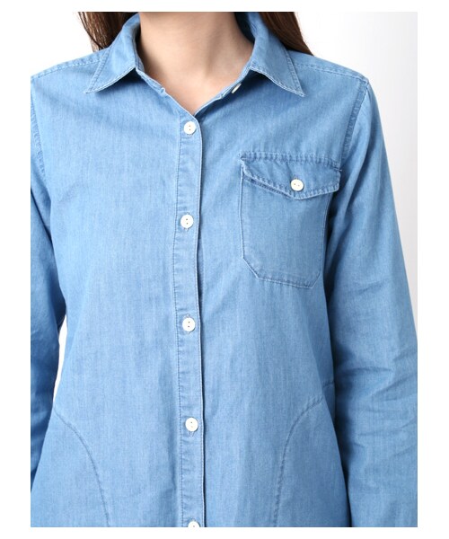 earth music&ecology（アースミュージックアンドエコロジー）の「デニムロングシャツワンピース（ワンピース/ドレス・インディゴ/ライトインディゴ・M/L）」の6枚目の写真