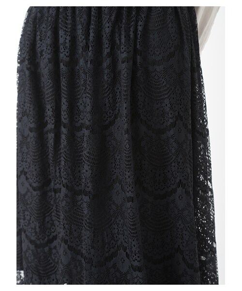 E hyphen world gallery（イーハイフンワールドギャラリー）の「・ペチスカート付ひげレースマキシスカート（スカート・アイボリー/ブラック/ネイビー・F）」の8枚目の写真