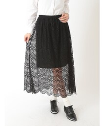 E hyphen world gallery | ・ペチスカート付ひげレースマキシスカート(スカート)
