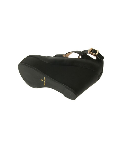 E hyphen world gallery Bon Bon（イーハイフンワールドギャラリーボンボン）の「Satin Ballerina Wedge Shoes（シューズ・オフホワイト/ブラック・S/M/L）」の6枚目の写真
