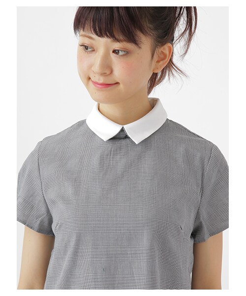 earth music&ecology（アースミュージックアンドエコロジー）の「2Way衿チェックシャツプルオーバー（トップス・Black Watch Green/ウィンドペンアイボリー/Hounds Tooth Black・S/M）」の8枚目の写真