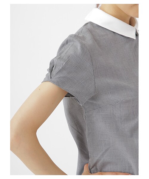 earth music&ecology（アースミュージックアンドエコロジー）の「2Way衿チェックシャツプルオーバー（トップス・Black Watch Green/ウィンドペンアイボリー/Hounds Tooth Black・S/M）」の9枚目の写真