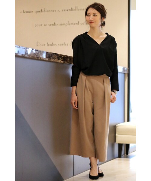 Spick & Span（スピックアンドスパン）の「≪予約≫スポンジWクロス クロップバギー◆（パンツ・レディース・ブラック/ナチュラル/キャメル/ピンク・34/36/38/40）」の13枚目の写真