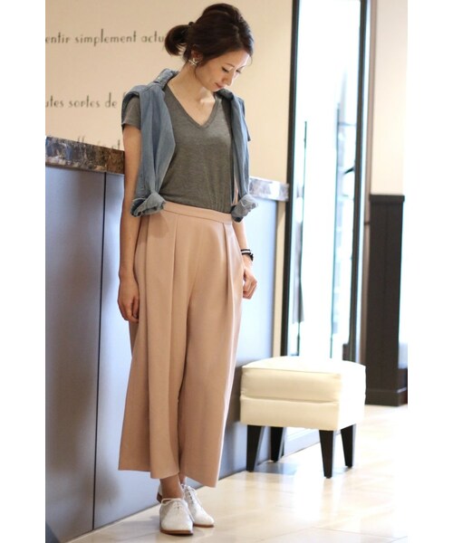 Spick & Span（スピックアンドスパン）の「≪予約≫スポンジWクロス クロップバギー◆（パンツ・レディース・ブラック/ナチュラル/キャメル/ピンク・34/36/38/40）」の14枚目の写真