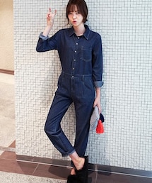 DHOLIC | ディープブルーデニムジャンプスーツ(つなぎ/オールインワン)
