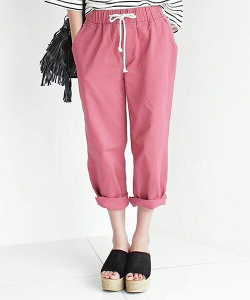 DHOLIC（ディーホリック）の「ユニセックスイージーパンツ（その他パンツ・レディース・アクア/サーモンピンク/ダークベージュ/パープル/ブラック・FREE）」の5枚目の写真