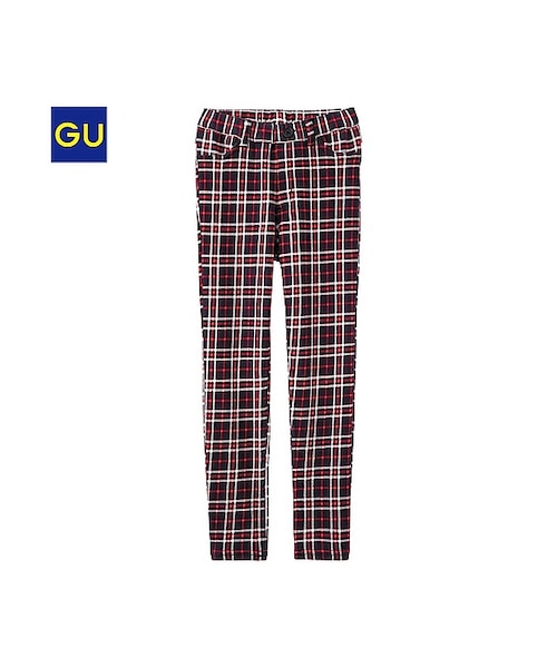 GU（ジーユー）の「（GU）ＧＩＲＬＳカットソースキニーパンツ（チェック）（KIDS ⁄ GIRLSボトムス・キッズ・DARK GREEN/RED/BLACK・150/120/130/110/140）」の3枚目の写真