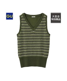 GU | （GU）ダイヤ柄ニットベスト(トップス)