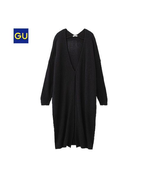 GU（ジーユー）の「（GU）カノコロングカーディガン（長袖）（WOMEN ⁄ パーカ・カーディガン・レディース・OFF WHITE/BLACK/GREEN・M/XL/L/S）」の2枚目の写真