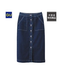 GU | （GU）デニムフロントボタンミディスカート(スカート)