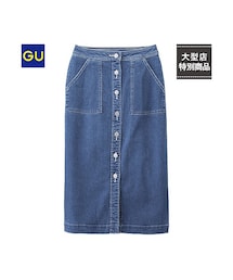GU | （GU）デニムフロントボタンミディスカート(スカート)