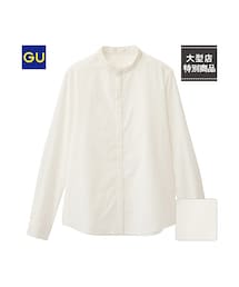 GU | （GU）レーススタンドカラーシャツ（長袖）(トップス)