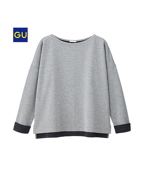 GU(ジーユー)の「(GU)ダブルフェイスボリュームプルオーバー(長袖)(WOMEN ⁄ カットソー・レディース・GRAY/BROWN/NAVY・S/L/XL/M)」の1枚目の写真