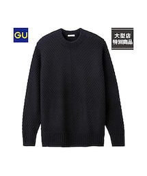 GU | （GU）バイアスステッチクルーネックセーター（長袖）(トップス)