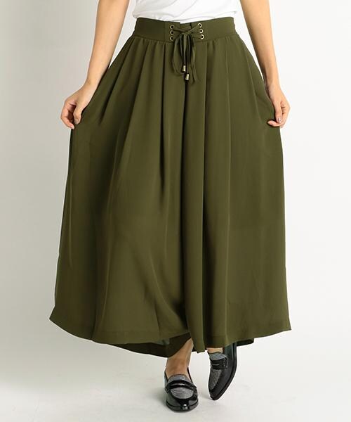 RAY CASSIN（レイカズン）の「レースアップガウチョパンツ（パンツ・レディース・ブラック/ブルー/カーキ/ピンク・FREE）」の2枚目の写真