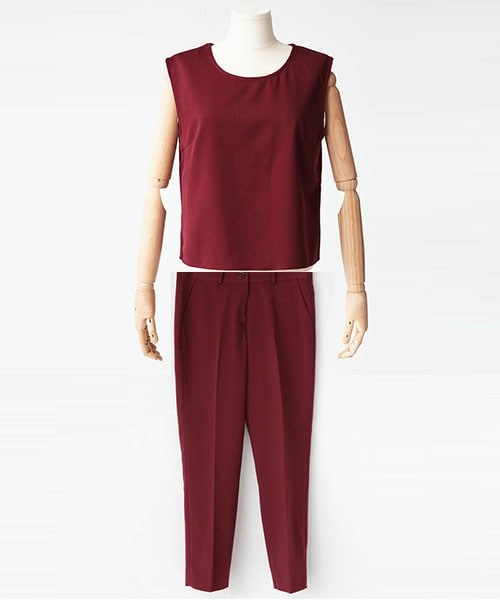 DHOLIC（ディーホリック）の「AWカラーバックスリットブラウス&パンツセットアップ（つなぎ/オールインワン・レディース・カーキ/ブラック/ワイン・S/M）」の3枚目の写真