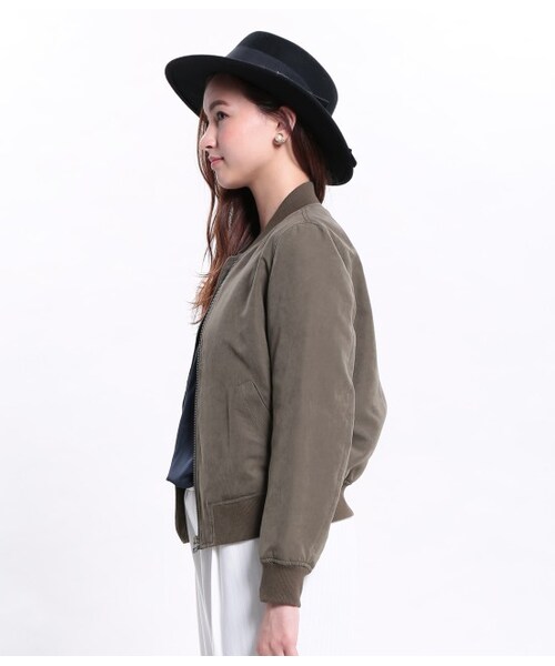ROPE' PICNIC（ロペピクニック）の「リブつきジップアップブルゾン（ジャケット/アウター・レディース・ブラック/カーキ・38/40）」の4枚目の写真