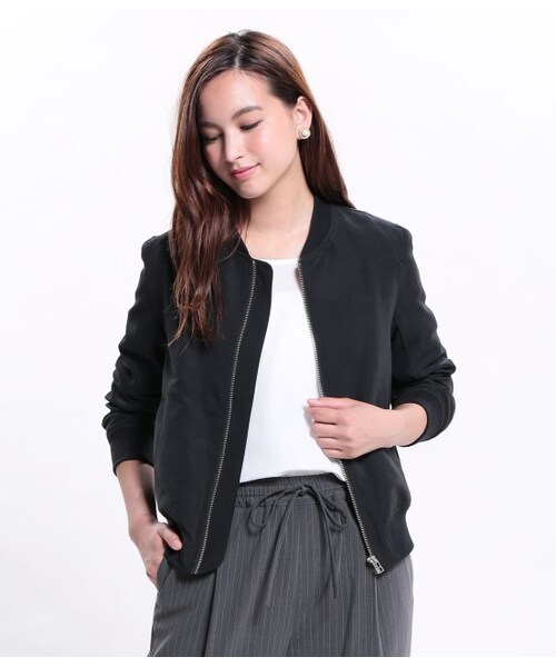 ROPE' PICNIC（ロペピクニック）の「リブつきジップアップブルゾン（ジャケット/アウター・レディース・ブラック/カーキ・38/40）」の2枚目の写真