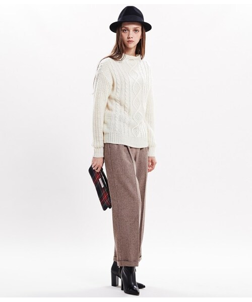 ROPE' PICNIC（ロペピクニック）の「ヘリンボーンWワイドパンツ（パンツ・レディース・グレー系/ベージュ系・36/38/40）」の10枚目の写真