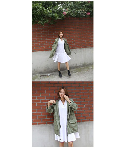 Aco Design（アコデザイン）の「ワンピース 長袖 Vネック/フレアーワンピース コットン（ワンピース・レディース・ブラック・肩幅：58　バスト：101　裾幅：104　総丈：92　袖幅：17　袖丈：31）」の12枚目の写真